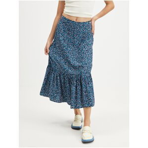 Tmavě modrá dámská květovaná midi sukně Tommy Jeans - Dámské
