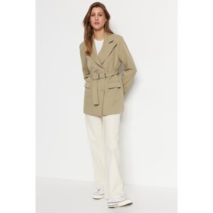 Trendyol Khaki Regular Lined Lacing Detail Woven Blazer Jacket