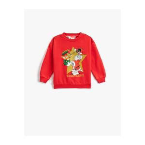 Koton Christmas Theme Tom and Jerry Printed Sweatshirt Licensed