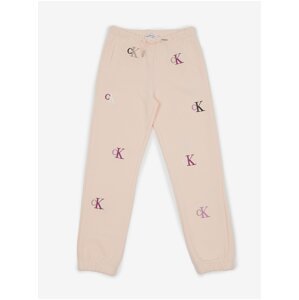 Světle růžové holčičí vzorované tepláky Calvin Klein Jeans - Holky