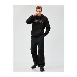 Koton Hooded Sweatshirt with Racing Theme Stitching Detail and Pockets