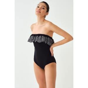 Dagi Women's Black Flounce Strapless Swimwear