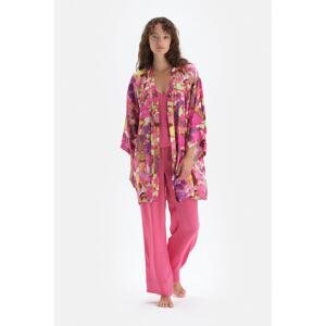 Dagi Pink Patterned Patterned Woven Dressing Gown