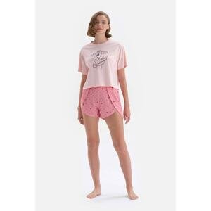Dagi Pink Short Sleeve Licensed Cotton Pajama Set with Shorts