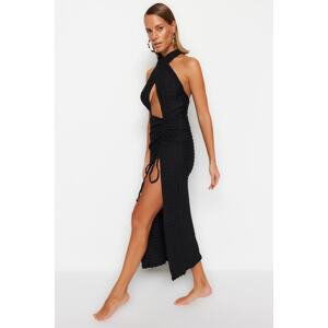 Trendyol Black Fitted Maxi Knitted Cut Out/Window Beach Dress
