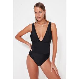 Trendyol Black Deep-Collected Gippes Regular Leg Swimsuit