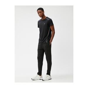 Koton Basic Trousers With Pockets, Tie Waist Stitching Detail.
