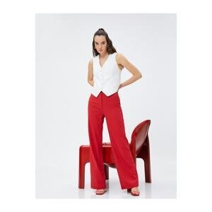 Koton Wide Leg Trousers High Waist With Buttons