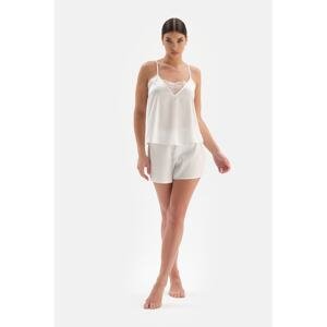 Dagi White Bride Lace Detailed Shorts Pajamas Set