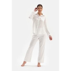 Dagi White Fitted Bride Satin Pajamas Set