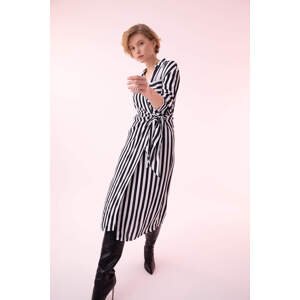 DEFACTO Long Sleeve Striped Maxi Viscose Dress