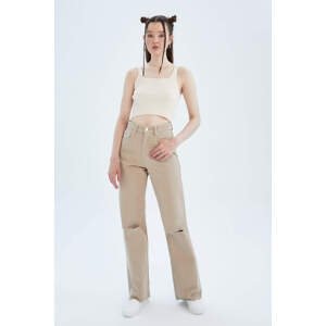 DEFACTO Wide Leg With Pockets Wowen Fabrics Trousers