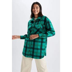 DEFACTO Flanel A Line Plaid Long Sleeve Tunic