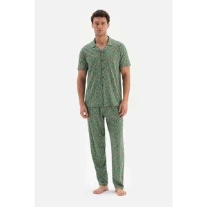 Dagi Green Shirt Printed Cotton Modal Pajamas Set