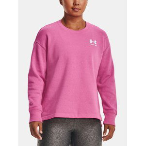 Under Armour Mikina Rival Fleece Oversize Crew-PNK - Dámské