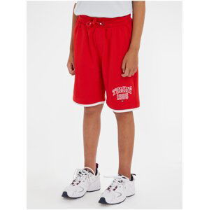 Červené klučičí kraťasy Tommy Hilfiger Tommy Varsity Sweatshorts - Kluci