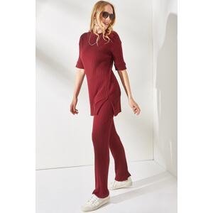 Olalook Women's Claret Red Top and Bottom Short Sleeve Lycra Suit