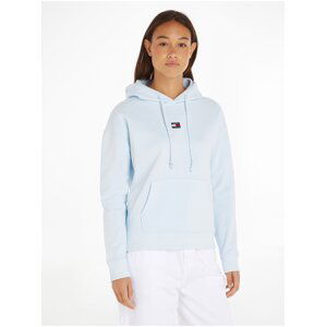 Světle modrá dámská mikina Tommy Jeans Badge Hoodie - Dámské