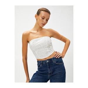 Koton Lace Detailed Strapless Crop Undershirt