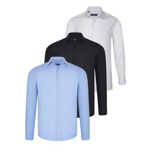 TRIPLE SET G726 DEWBERRY SHIRT-BLACK-WHITE-BLUE