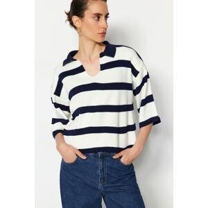 Trendyol Navy Blue Basic Striped Knitwear Sweater