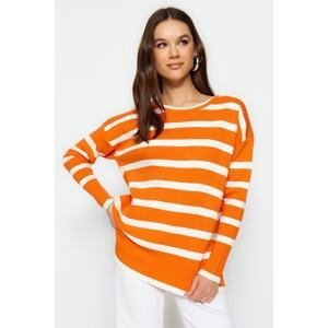 Trendyol Orange Basic Striped Knitwear Sweater