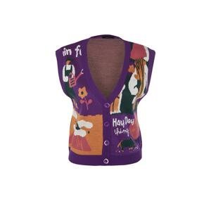 Trendyol Purple Patterned Knitwear Cardigan