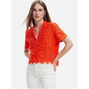 Oranžová dámská krajková košile Desigual Preston - Dámské