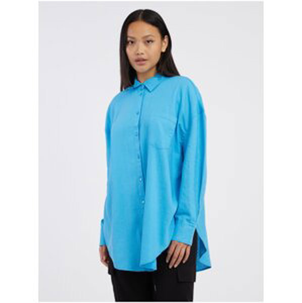 Modrá dámská lněná košile ONLY Corina - Dámské