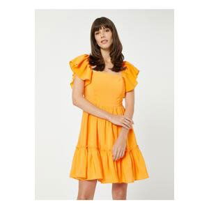 Koton Crew Neck Plain Orange Above Knee Women's Dress 3sak80003ew