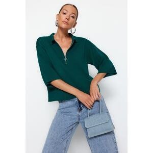 Trendyol Emerald Wide Fit and Zippered Basic Knitwear Sweater