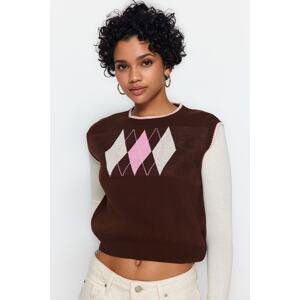 Trendyol Brown Crop Knitwear Sweater