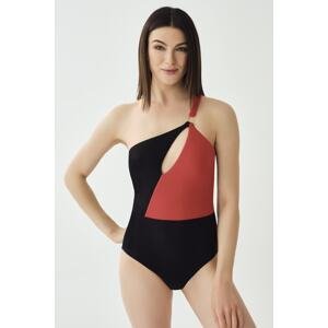 Dagi Black-red One Shoulder Swimsuit