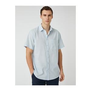 Koton Summer Shirt with Short Sleeves, Pocket Detailed, Classic Collar