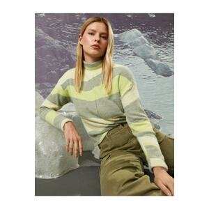 Koton Şahika Ercümen X - Color Block Ribbed Standing Collar Sweater