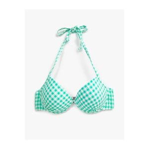 Koton Plaid Bikini Top with Tie Detail