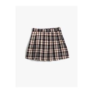 Koton Short Skirt Pleated Plaid