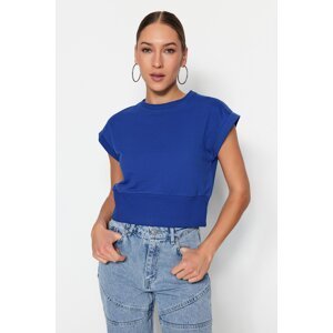 Trendyol Indigo Fitted Crew Neck Low Sleeve Slim Knitted Blouse