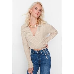 Trendyol Stone Crop Polo Collar Knitwear Sweater