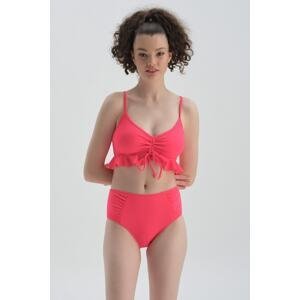 Dagi Neon Fuchsia Recovery Side Draped High Waist Bikini Bottom