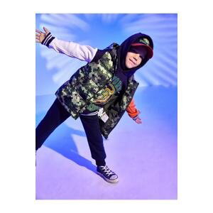Koton Inflatable Vest Camouflage Patterned Hoodie