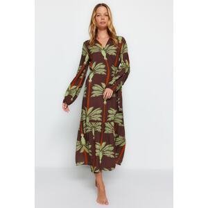 Trendyol Tropical Patterned Maxi Woven Kimono & Kaftan