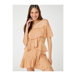 Koton Mini Jumpsuit Off Shoulder Ruffle Detailed