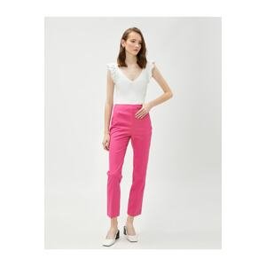 Koton Crop Cigarette Trousers Straight Leg Pocket Detailed