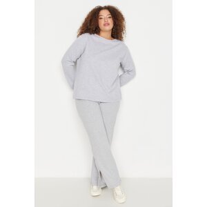 Trendyol Curve Gray Knitted Pajama Set with Slits on the Legs