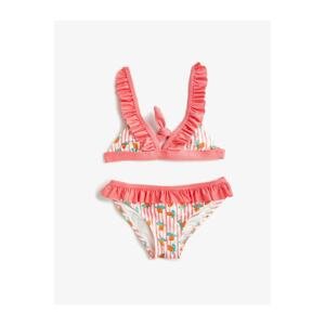 Koton Two Piece Bikini Bikini With Floral Ruffle