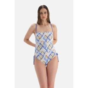 Dagi Green Blue Strapless Lace Up Swimsuit