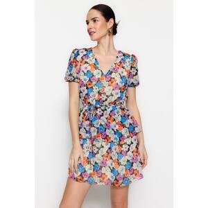 Trendyol Pink Belted A-Line Mini Lined Floral Woven Dress