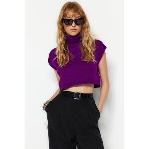 Trendyol Purple Crop Collar Knitwear Sweater