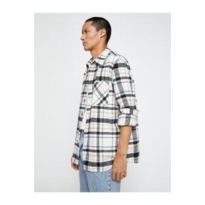Koton Checkered Lumberjack Shirt Classic Cuff Collar Long Sleeved With Pockets.